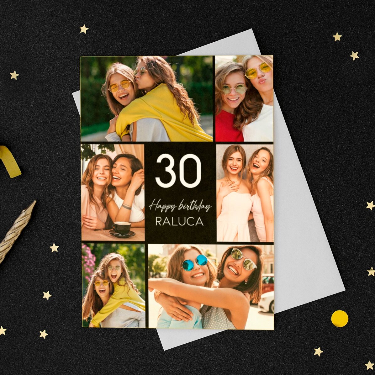 Biglietto di auguri personalizzato fronte-retro con foto e testo