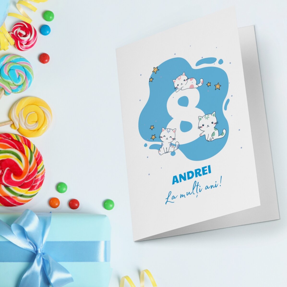 Biglietto di auguri personalizzato fronte-retro con testo - Compleanno dei bambini