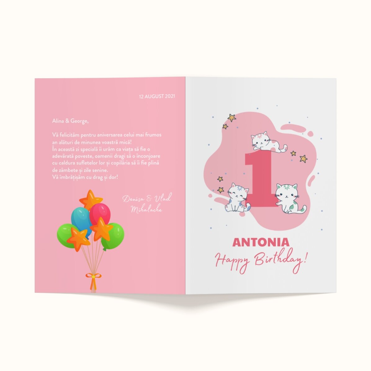 Biglietto di auguri personalizzato fronte-retro con testo - Compleanno dei bambini