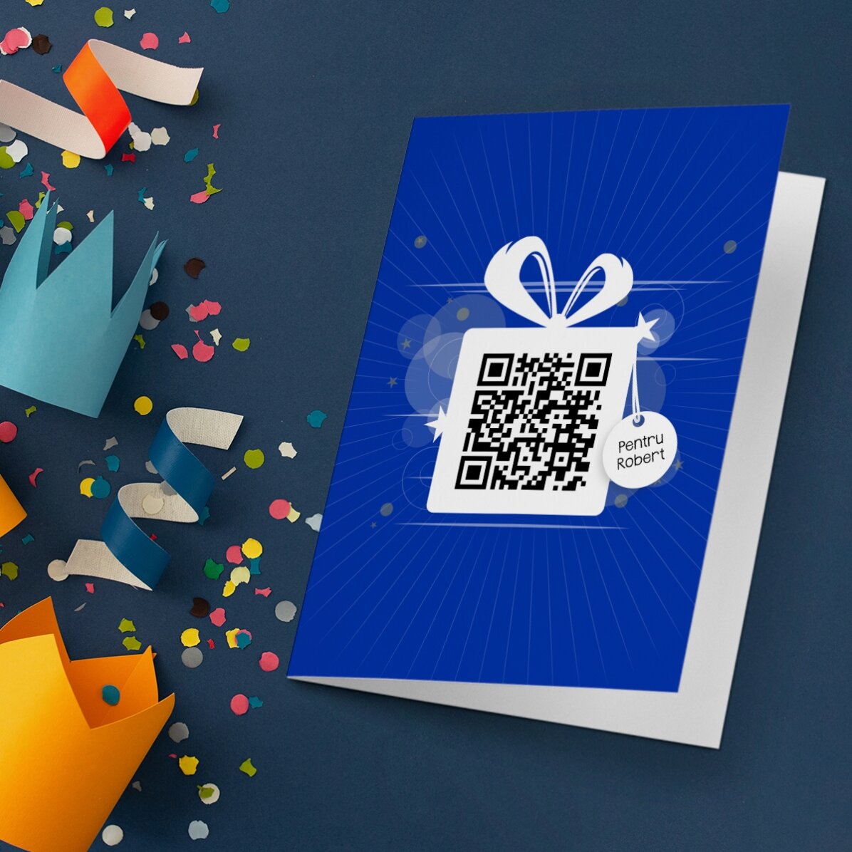 Biglietto di auguri personalizzato con testo e codice QR - Buon compleanno