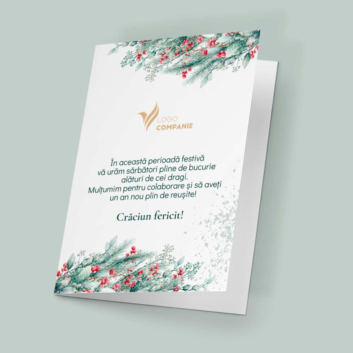 Biglietto di auguri personalizzato fronte-retro con testo e logo - Buon Natale!