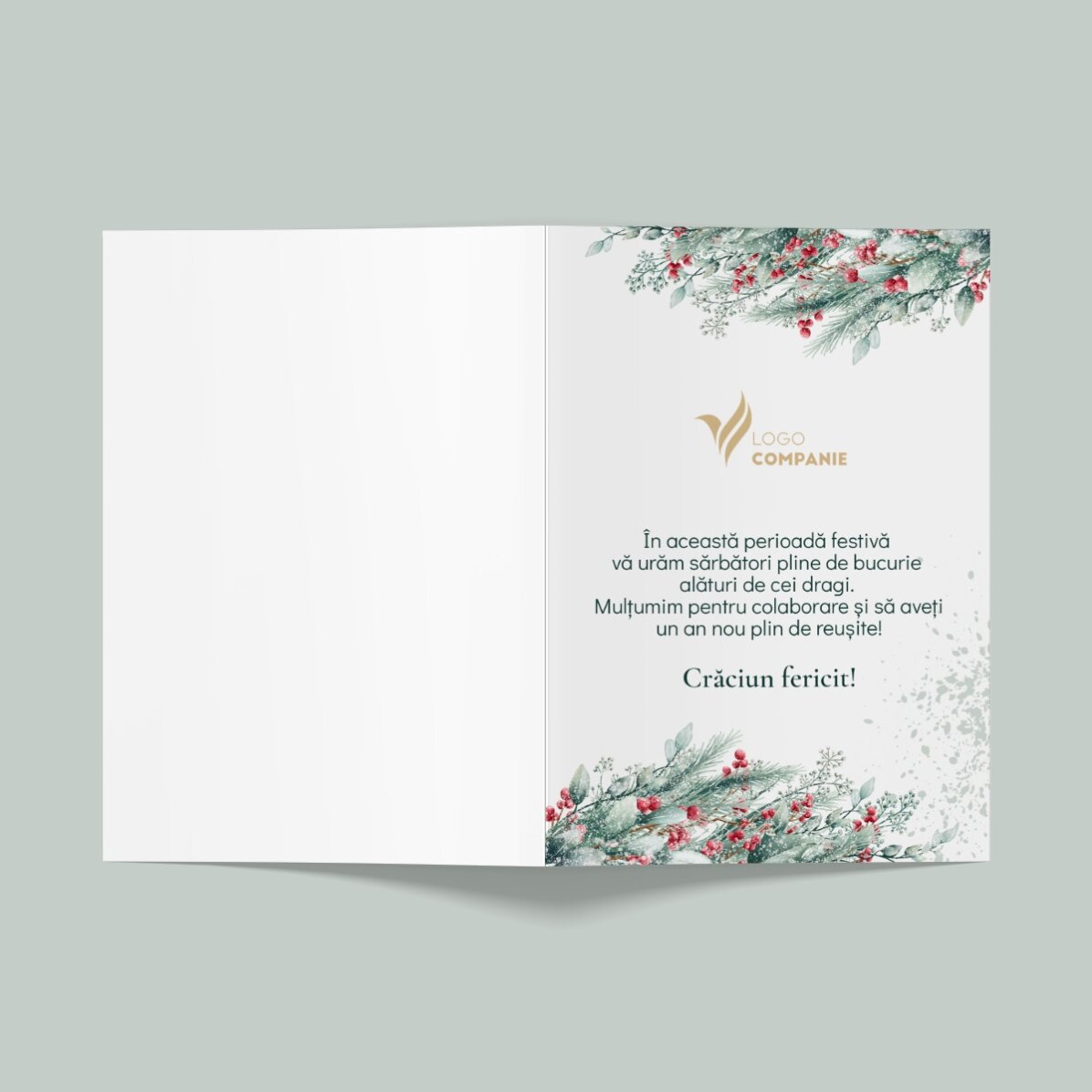 Biglietto di auguri personalizzato fronte-retro con testo e logo - Buon Natale!
