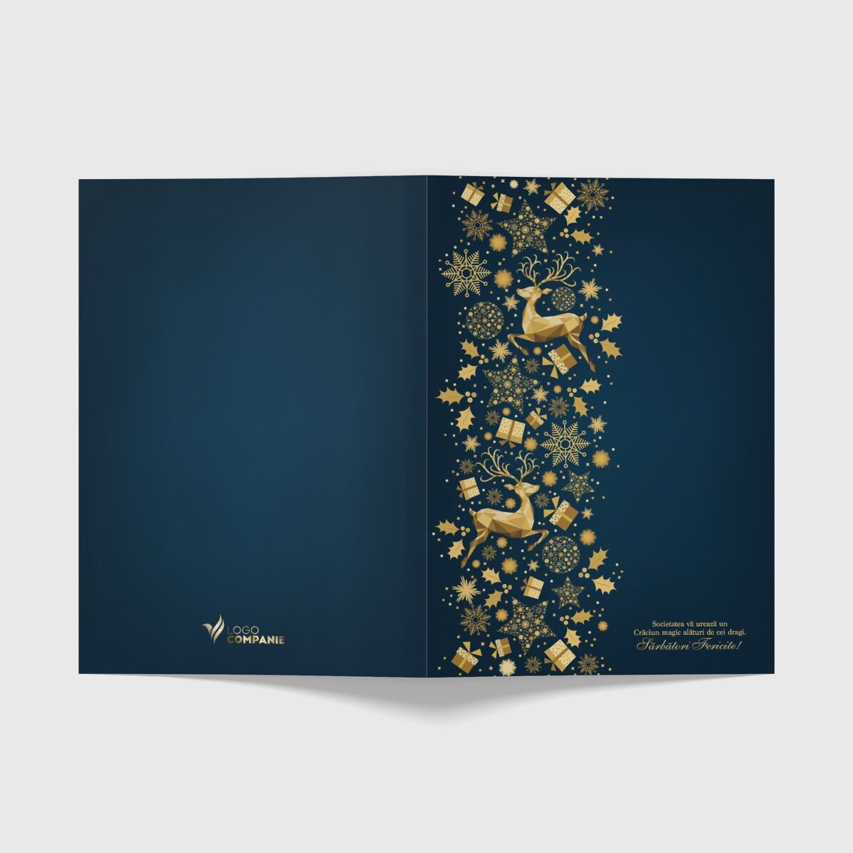 Biglietto di auguri personalizzato fronte-retro con testo e logo - Storia di Natale