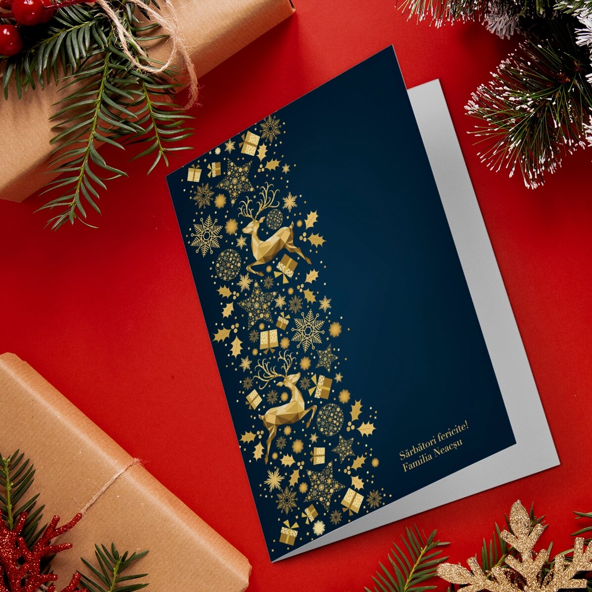 Biglietto di auguri personalizzato - Golden Deer