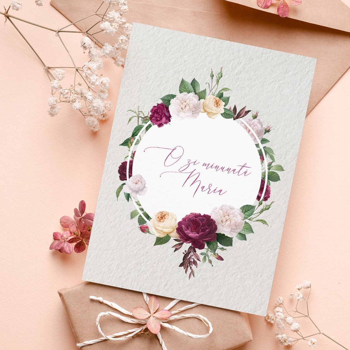 Biglietto di auguri personalizzato - modello con fiori