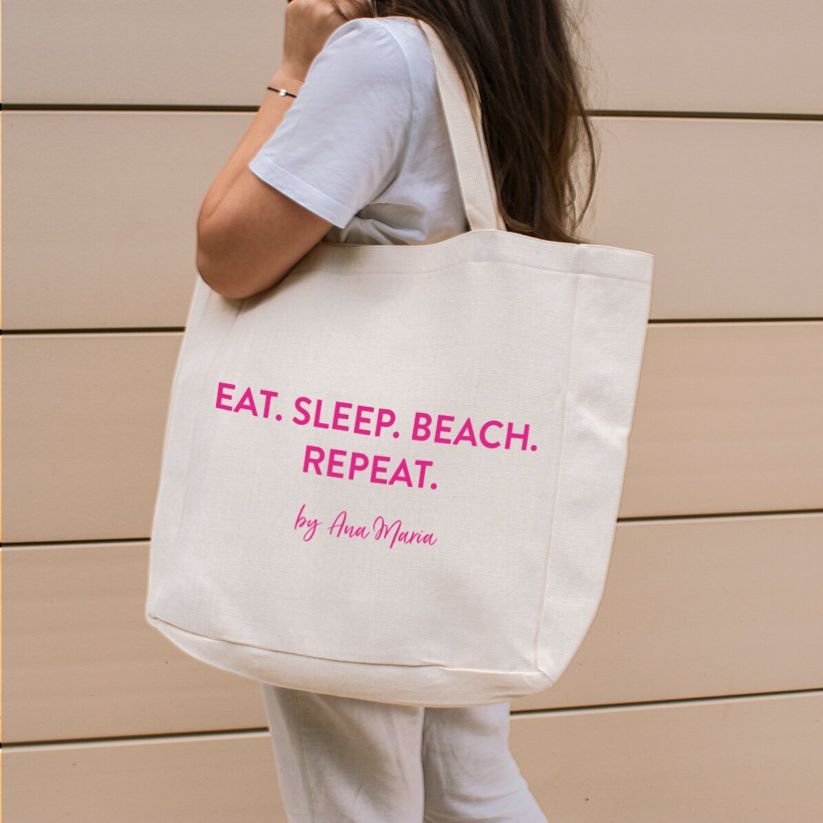 Borsa da spiaggia personalizzata con scritta - Beach. Repeat