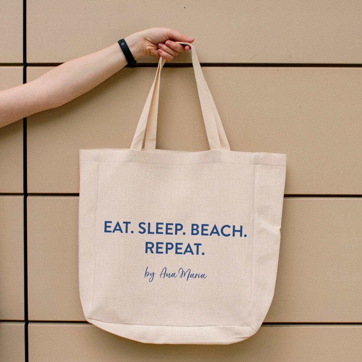 Borsa da spiaggia personalizzata con scritta - Beach. Repeat