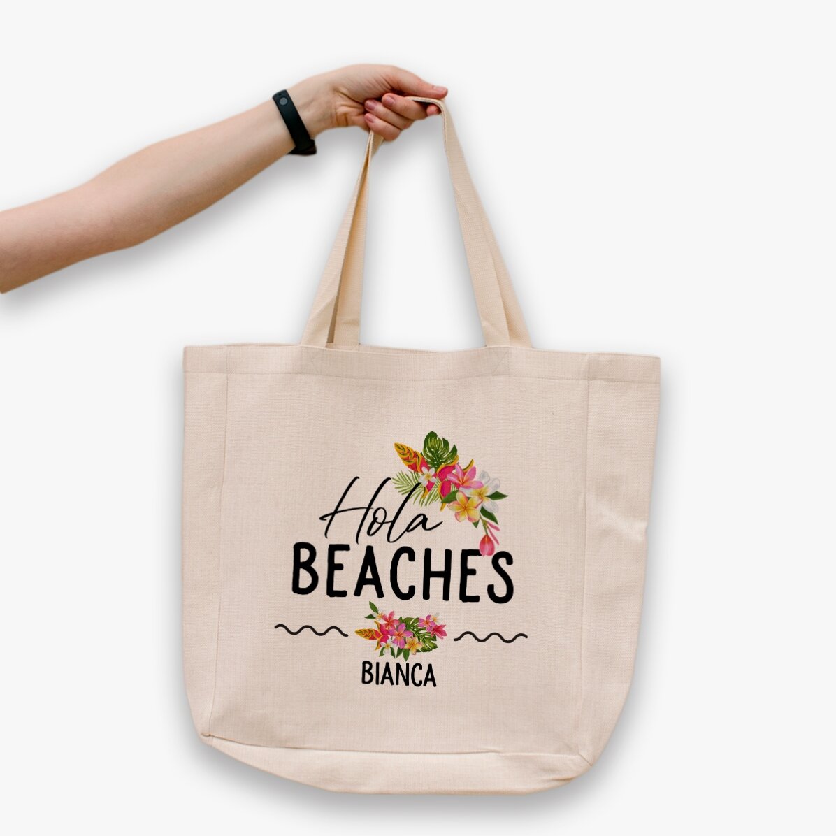 Borsa da spiaggia personalizzata con scritta - Hola Beaches