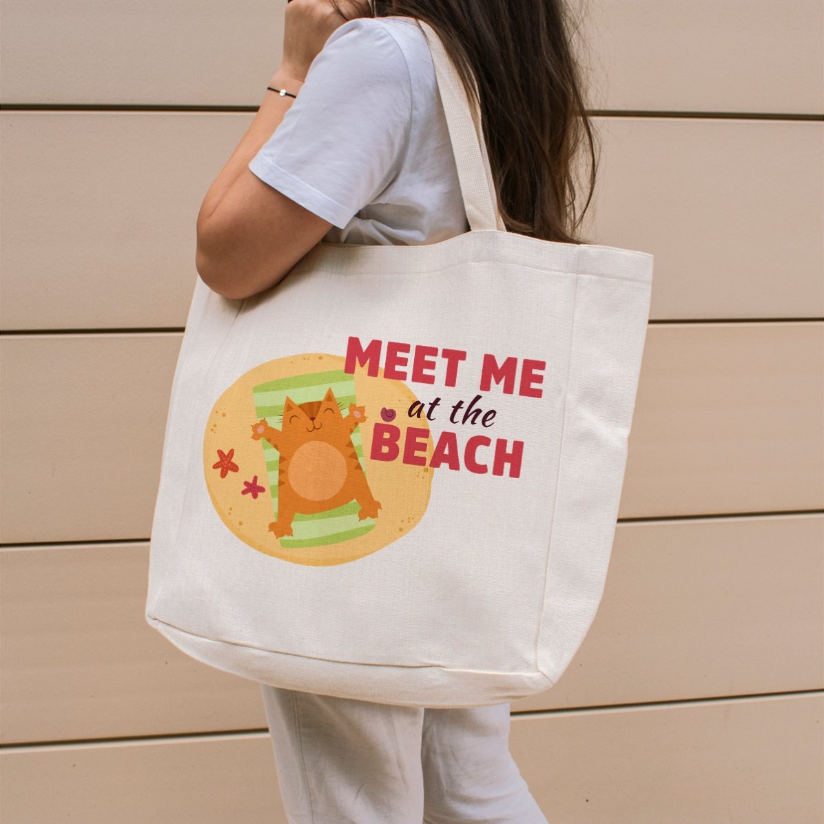 Borsa da spiaggia personalizzata con scritta - Meet me at the beach