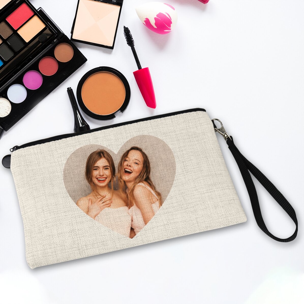 Borsetta per cosmetici personalizzata con una foto - Cuore