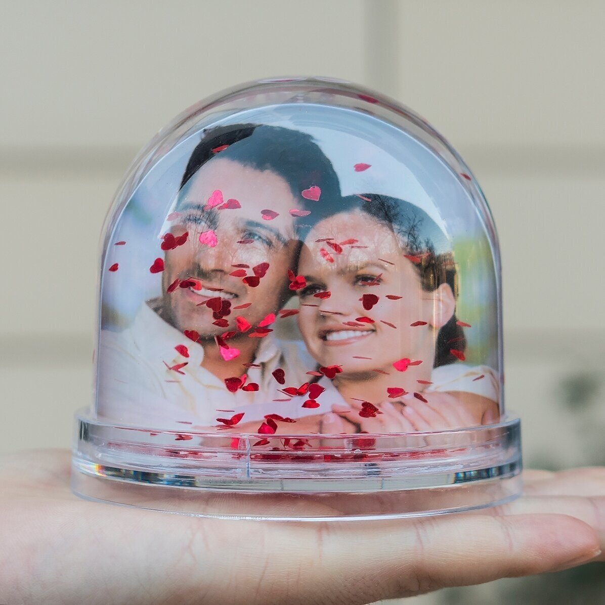 Globo da scrivania personalizzato con messaggio e 2 foto - Buon Natale!