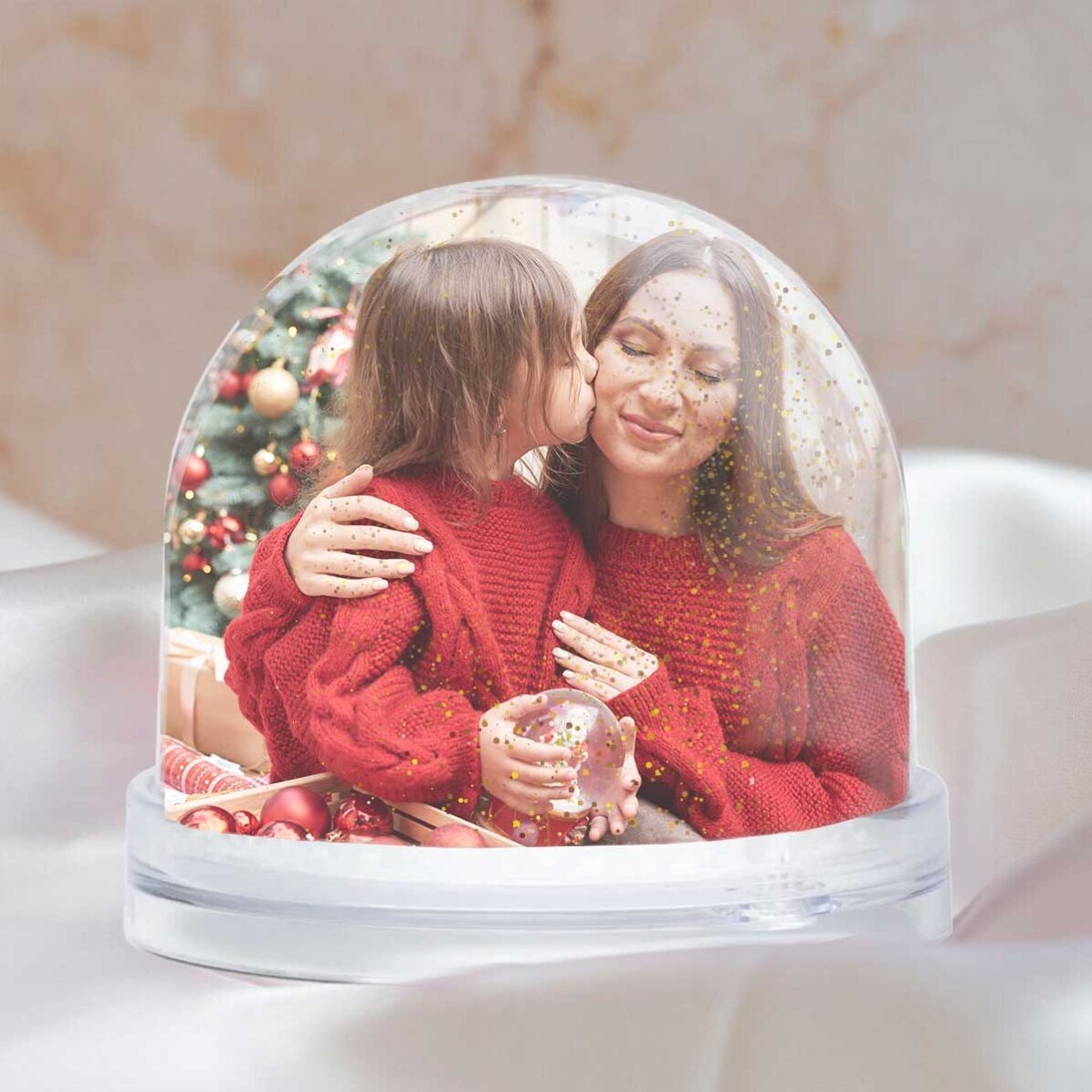 Sfera da scrivania personalizzata con messaggio e foto - Buon Natale!