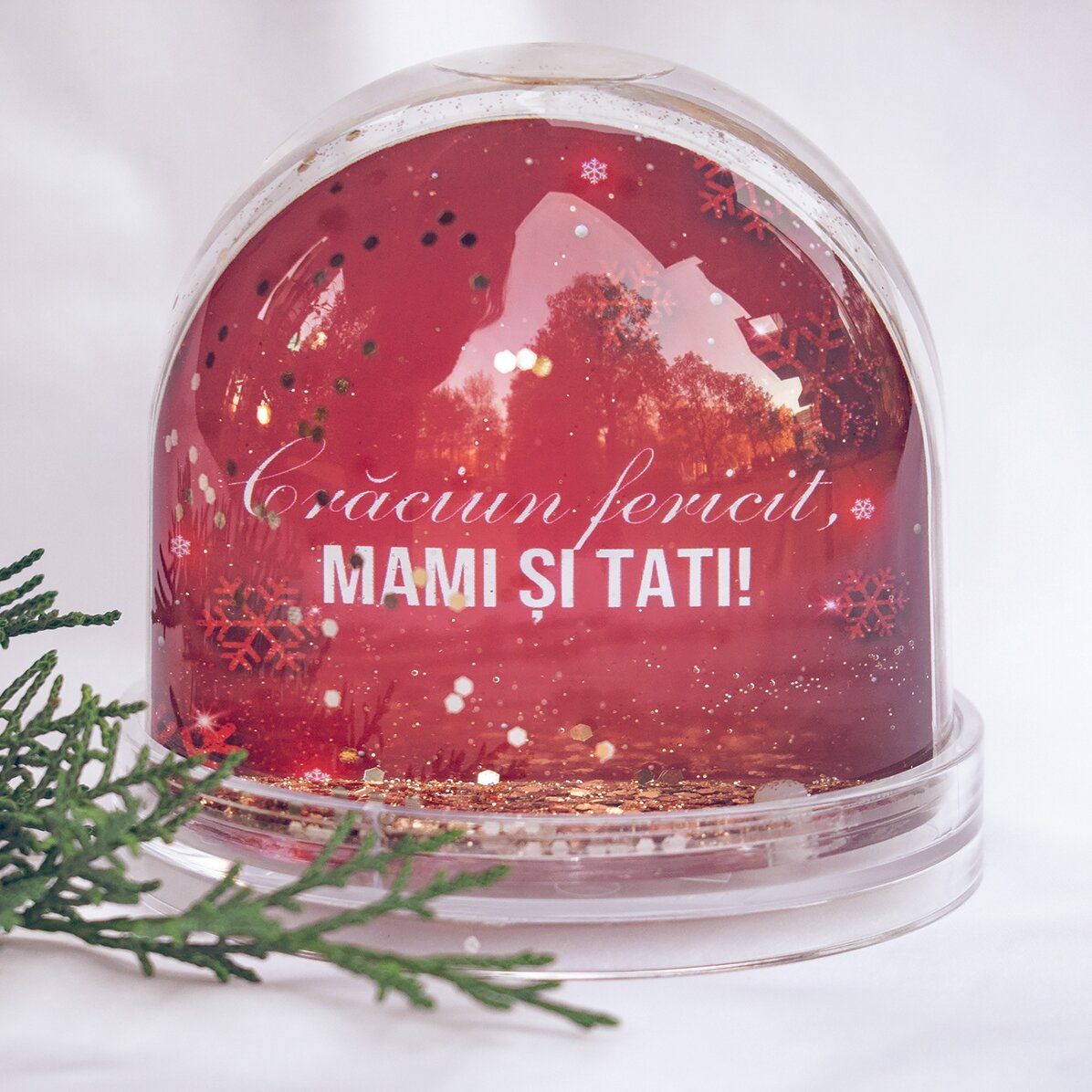 Pallina da scrivania personalizzata con foto e messaggio - Buon Natale!