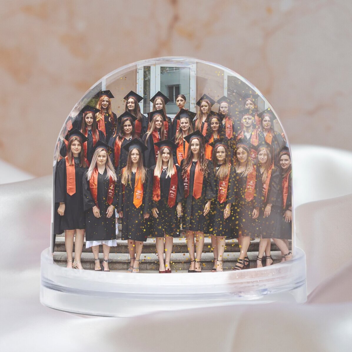 Sfera da scrivania personalizzata con foto e testo - Laurea