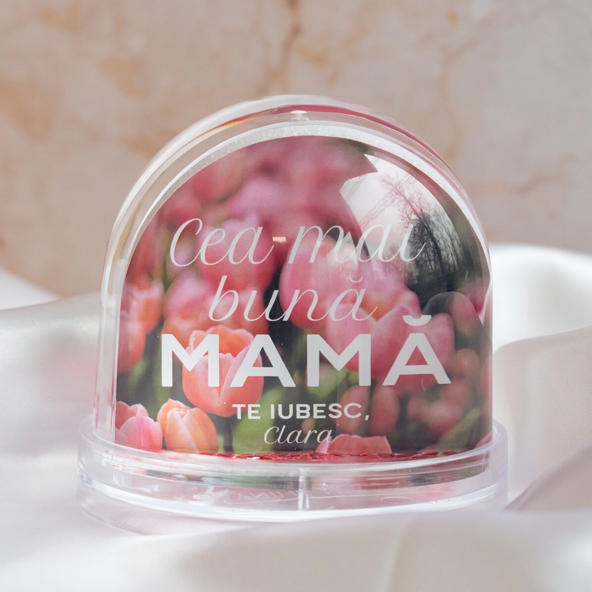 Sfera da scrivania personalizzata con foto e testo - La mamma migliore