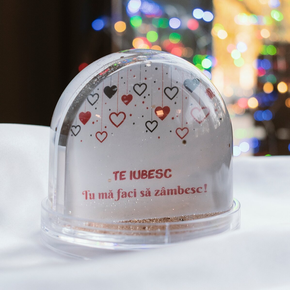 Sfera da scrivania personalizzata con foto e testo - Love