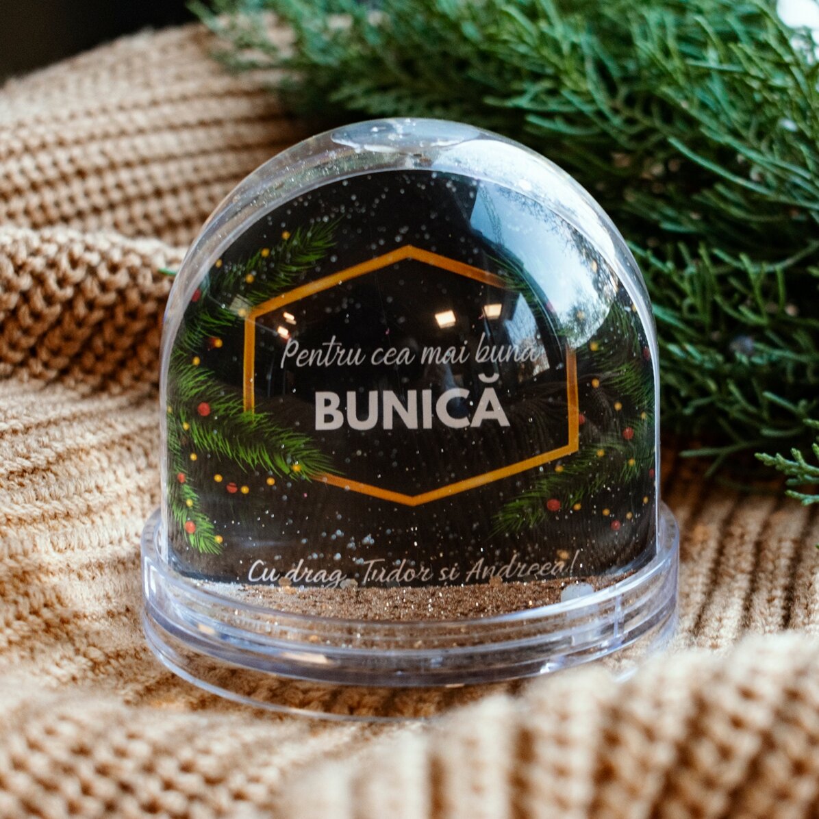 Sfera da scrivania personalizzata con foto e testo - La magia del Natale