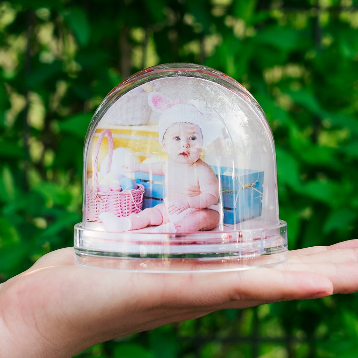 Sfera da scrivania personalizzata con foto e testo - La mia prima Pasqua