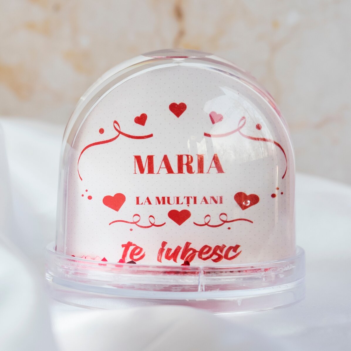 Sfera da scrivania personalizzata con foto e testo - La festa dell