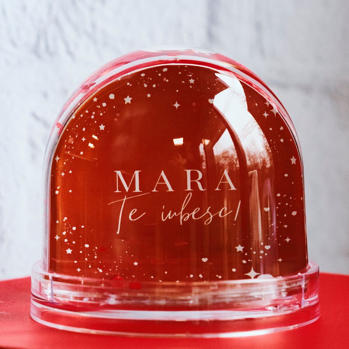 Sfera da scrivania personalizzata con foto e testo - Ti amo!