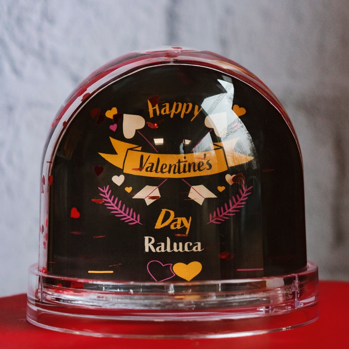 Globo da scrivania personalizzato con foto e testo - San Valentino