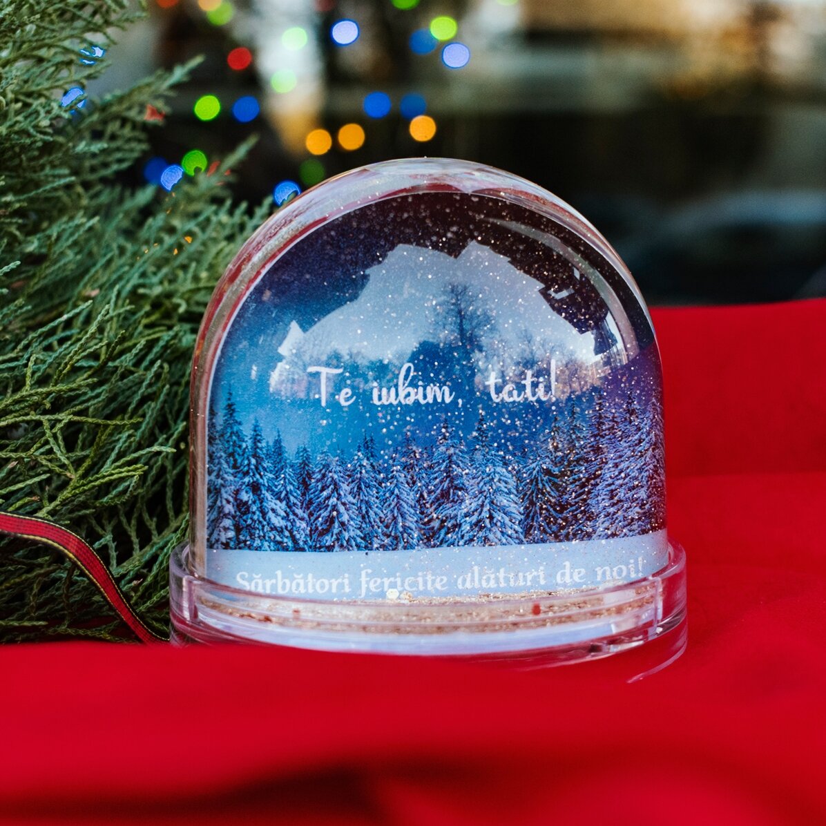 Sfera da scrivania personalizzata con foto e testo - Winter dreams