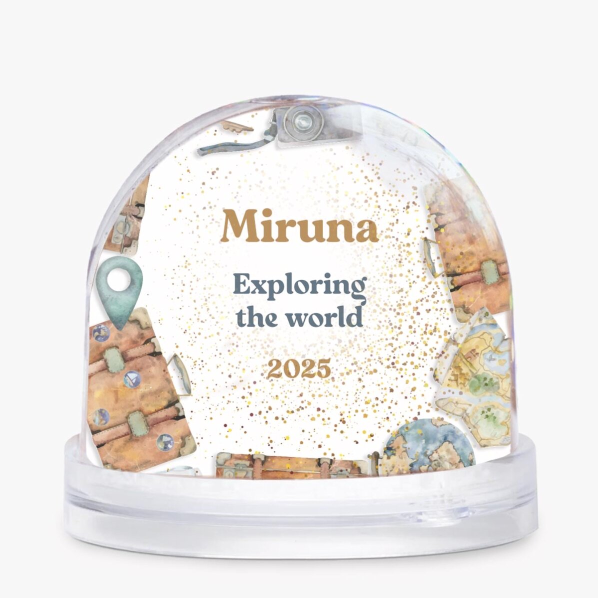 Sfera da scrivania personalizzata con foto e testo - World explorer