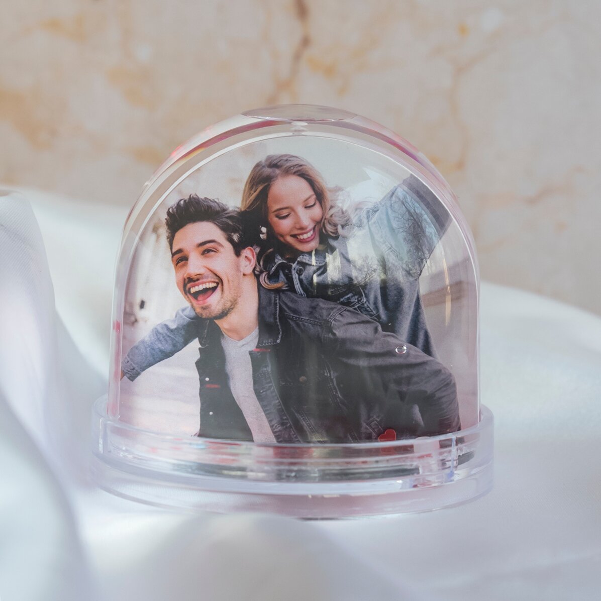 Sfera da scrivania personalizzata con foto e testo - You make me smile