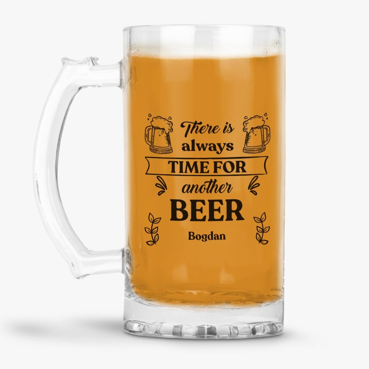 Boccale da birra personalizzato con messaggio - Time for Beer