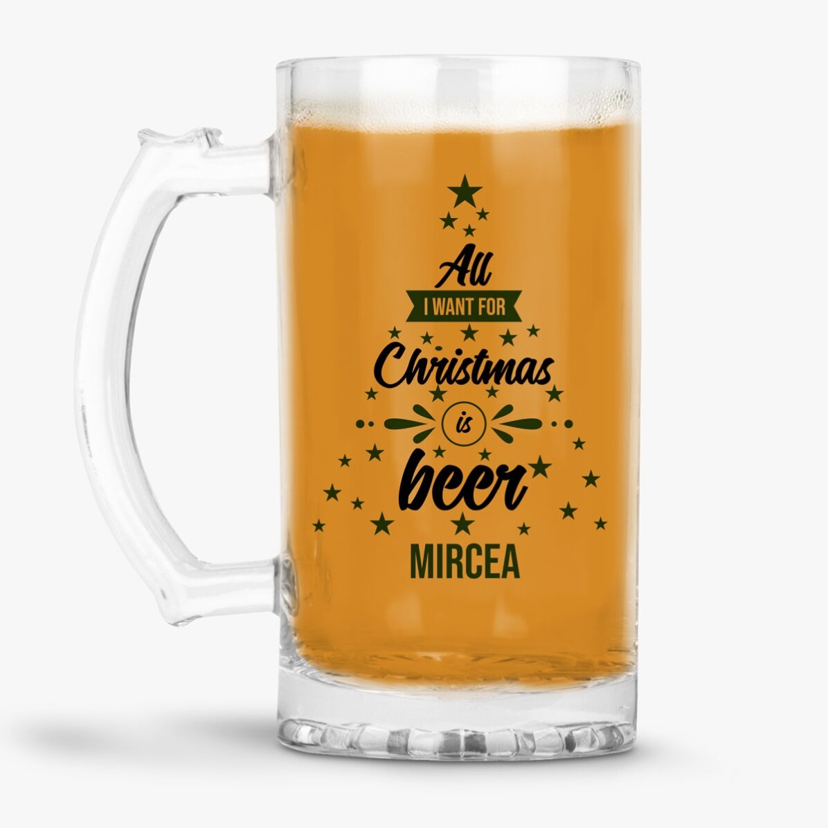 Boccale da birra personalizzato con scritta - All i want for Christmas