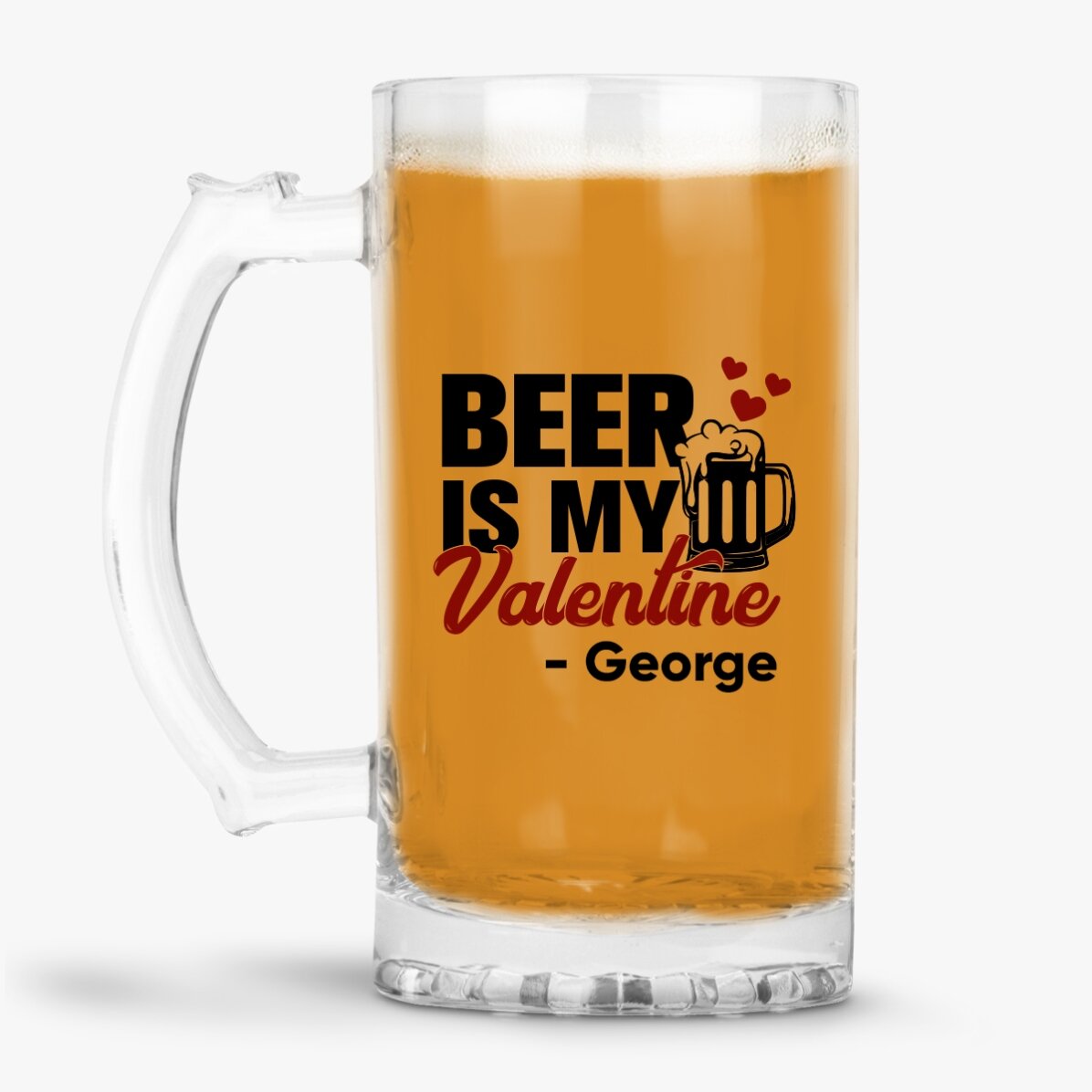Boccale da birra personalizzato con scritta - Beer is my Valentine