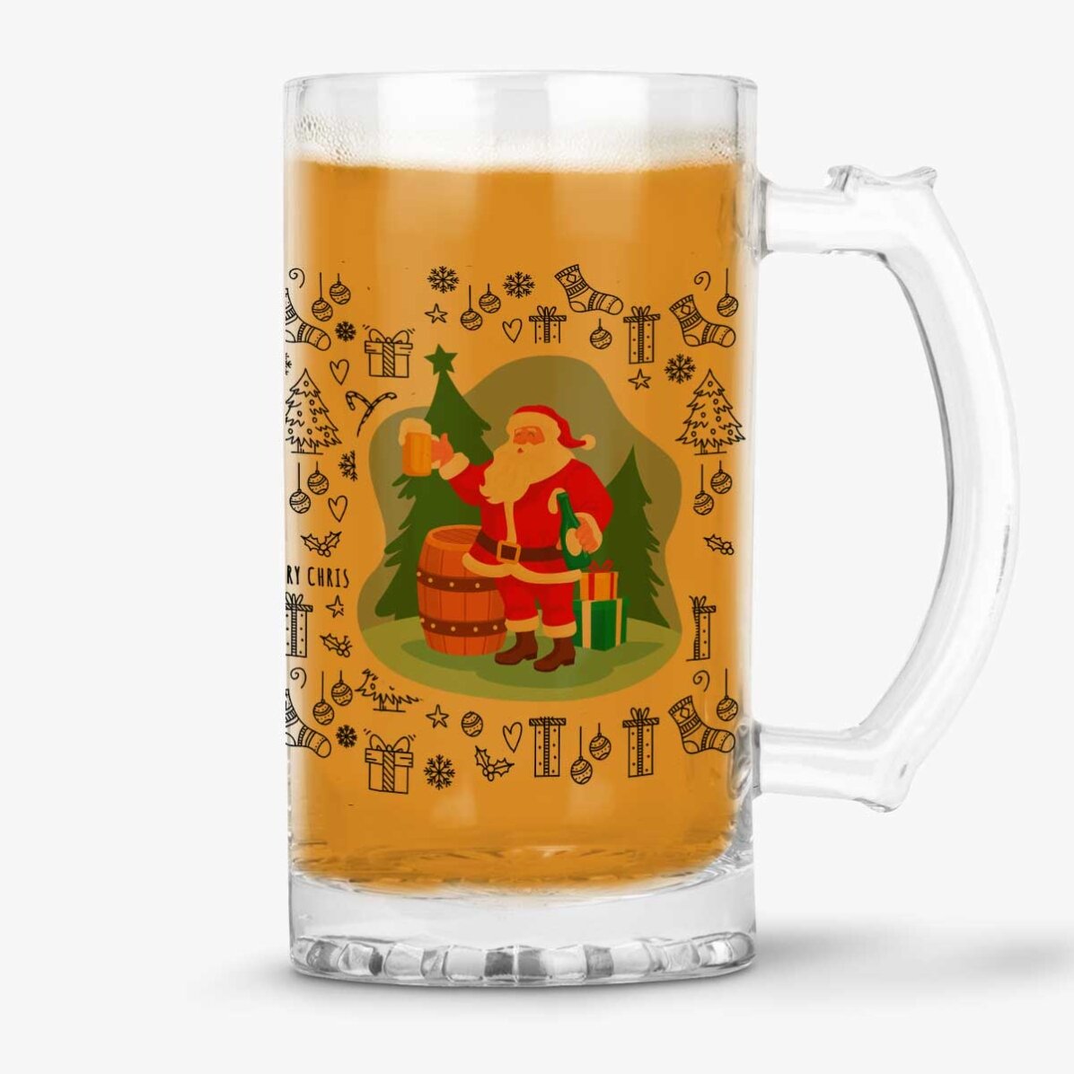 Boccale da birra personalizzato con una frase natalizia - Ho Ho Hold My Beer