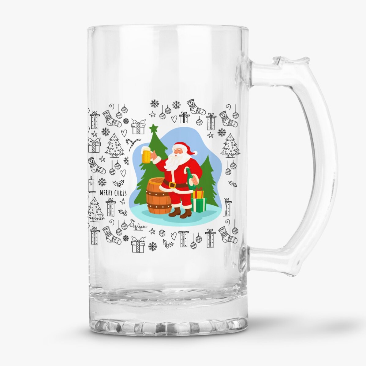 Boccale da birra personalizzato con una frase natalizia - Ho Ho Hold My Beer