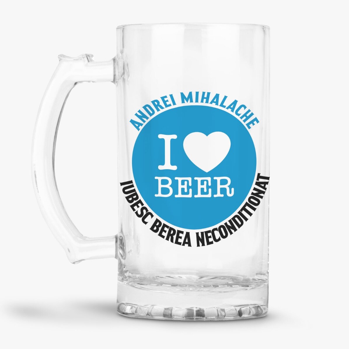 Boccale da birra personalizzato con la scritta "I love beer"