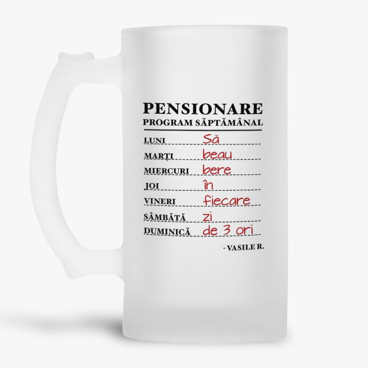 Boccale da birra personalizzato con una dedica per il pensionamento