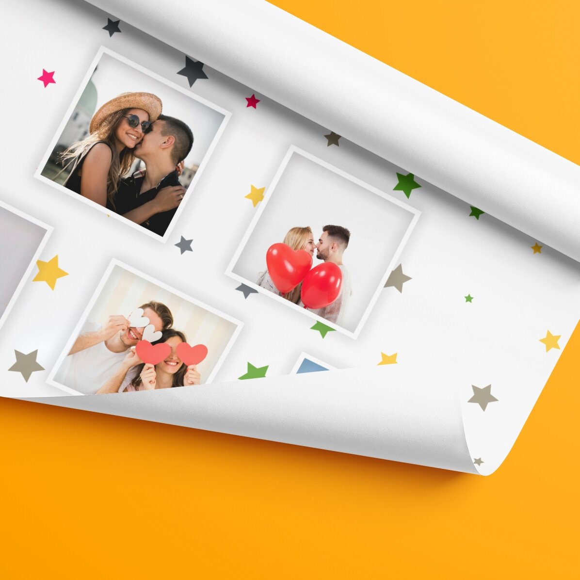 Carta da regalo personalizzata con 13 foto, sfondo con stelline colorate