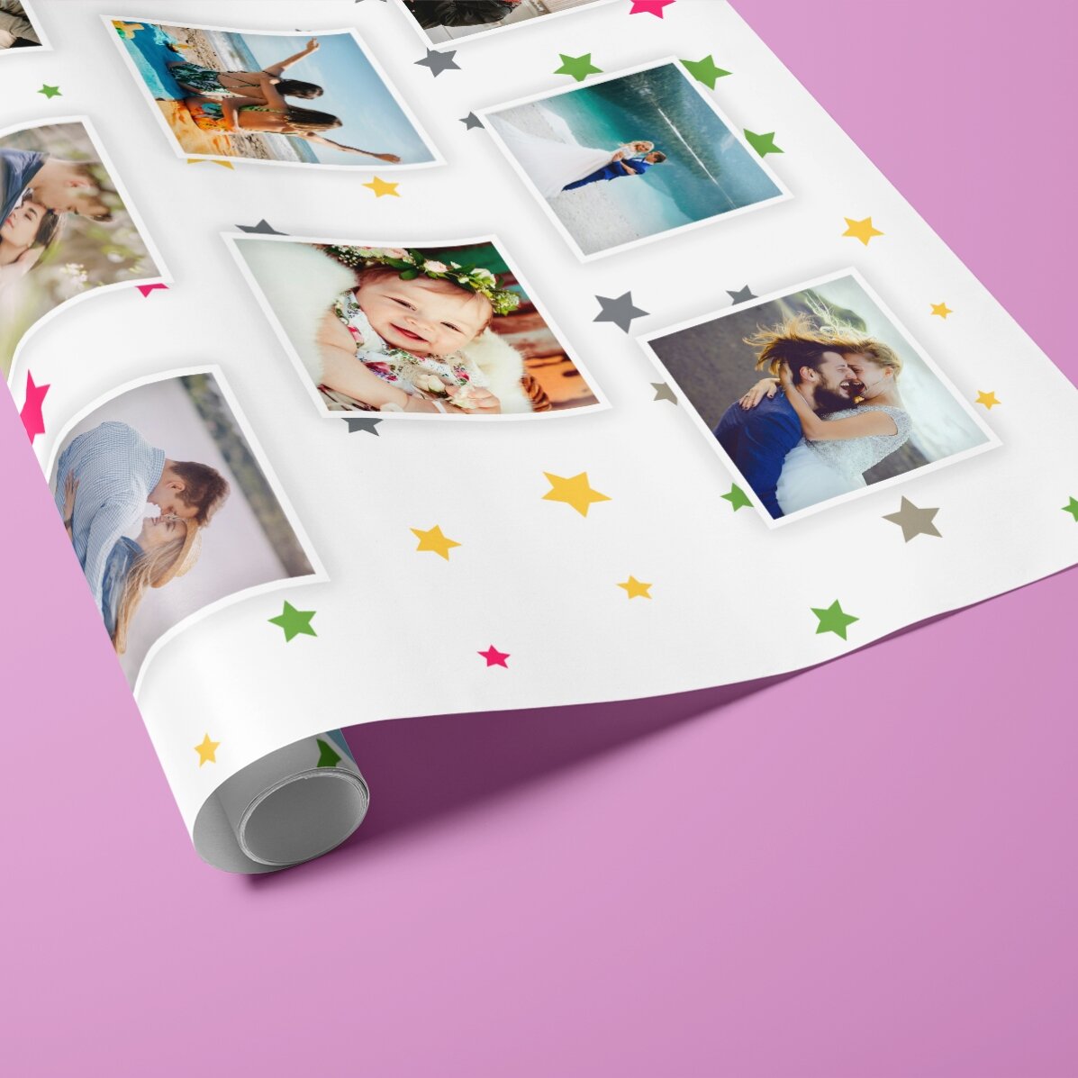 Carta da regalo personalizzata con 13 foto, sfondo con stelline colorate