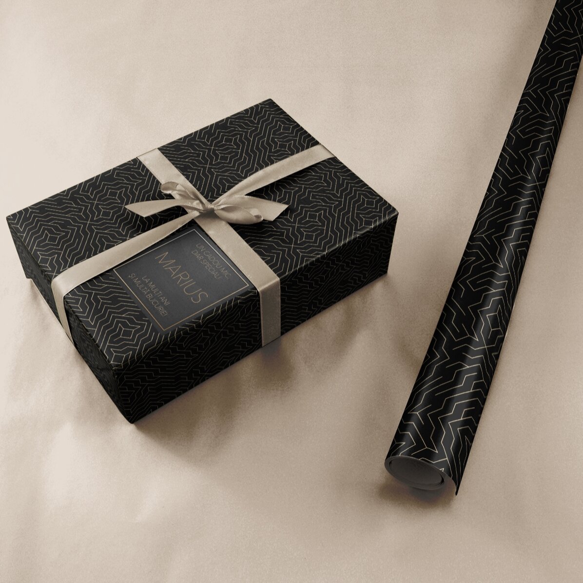 Carta da regalo personalizzata con testo - Nero e oro