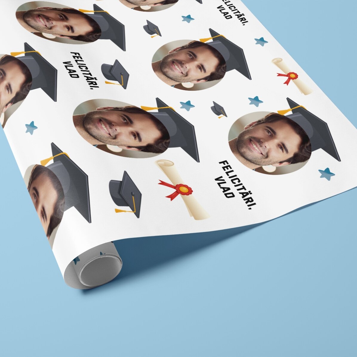Personalised gift wrapping paper with photo and text - Graduation