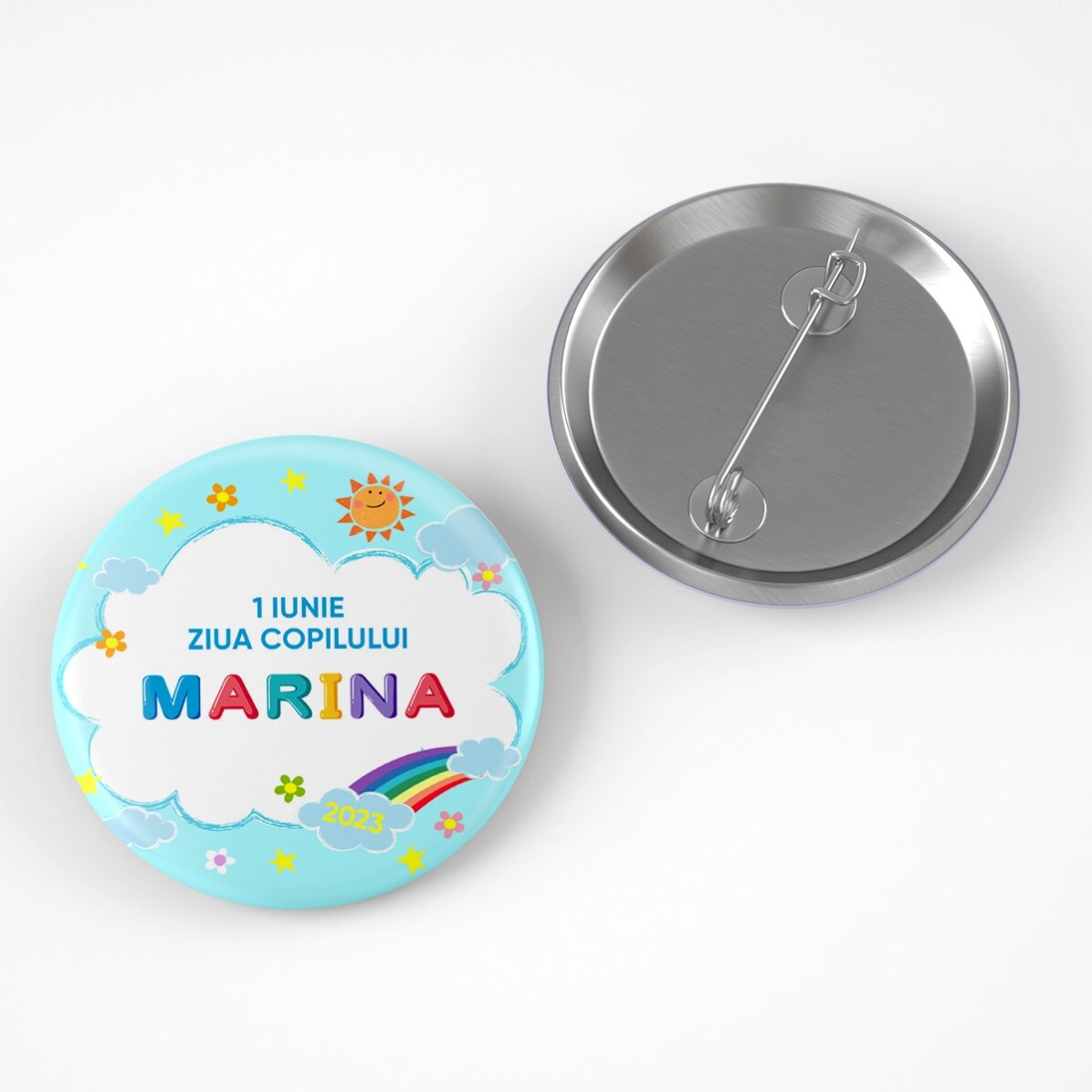 Spilla personalizzata con messaggio per la Festa dei Bambini