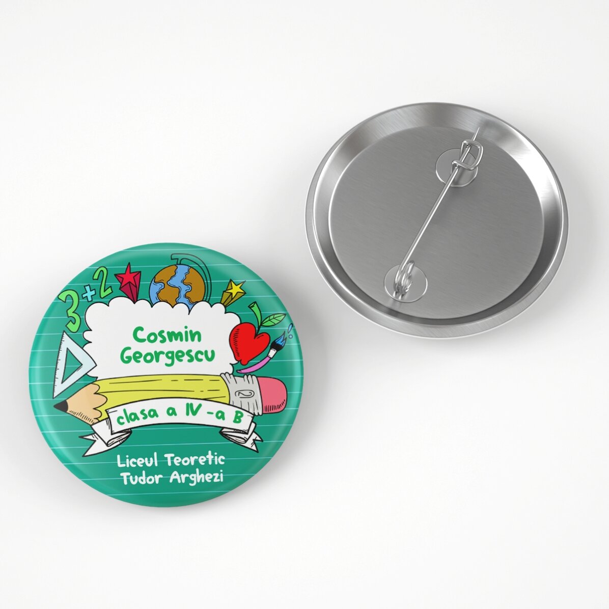 Spilla personalizzata con nome e testo - School time