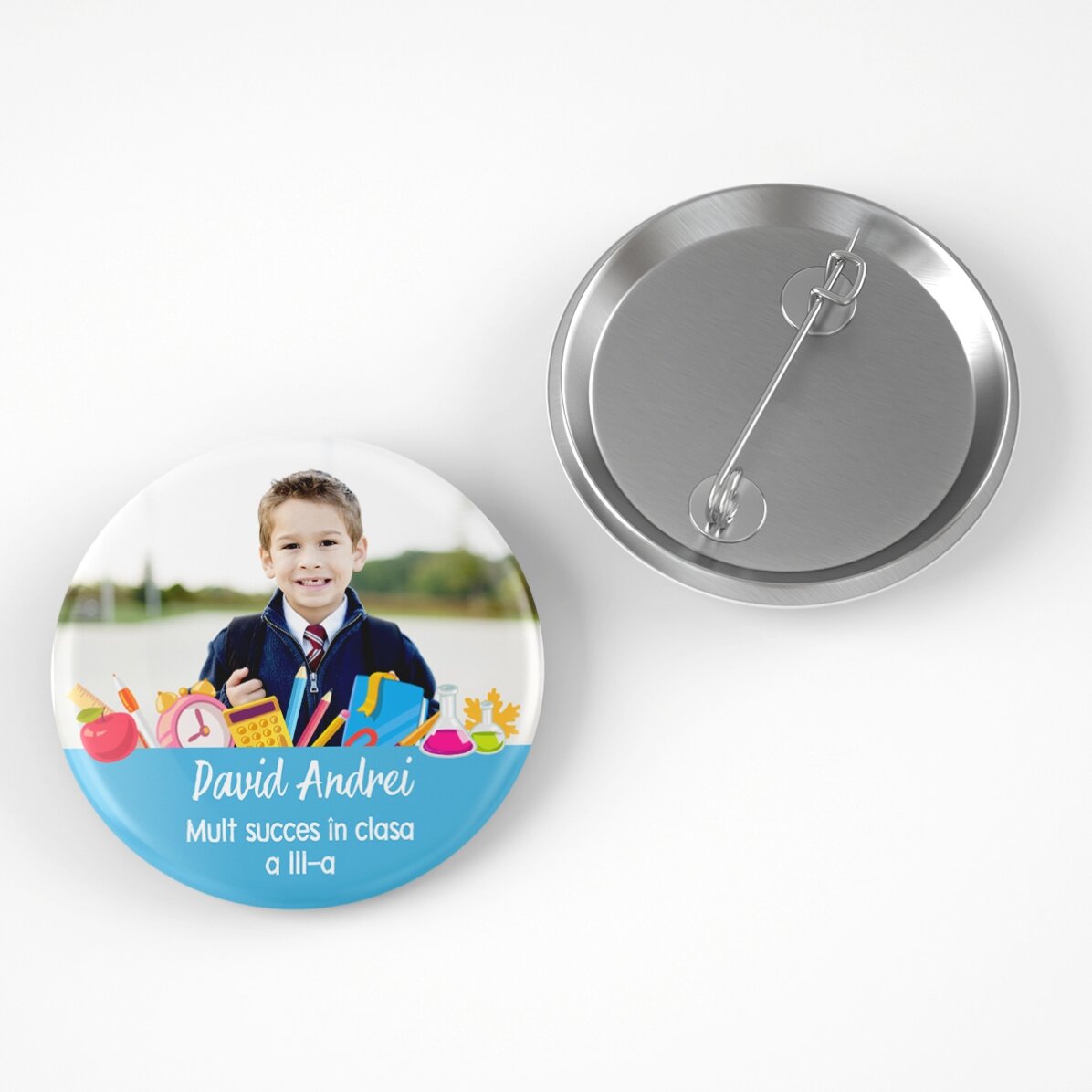 Distintivo personalizzato con foto e testo - Ritorno a scuola