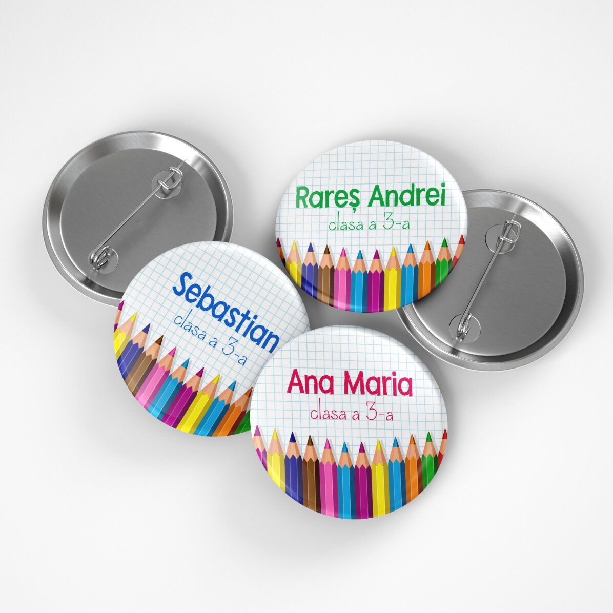 Spilla personalizzata con testo - Matite colorate