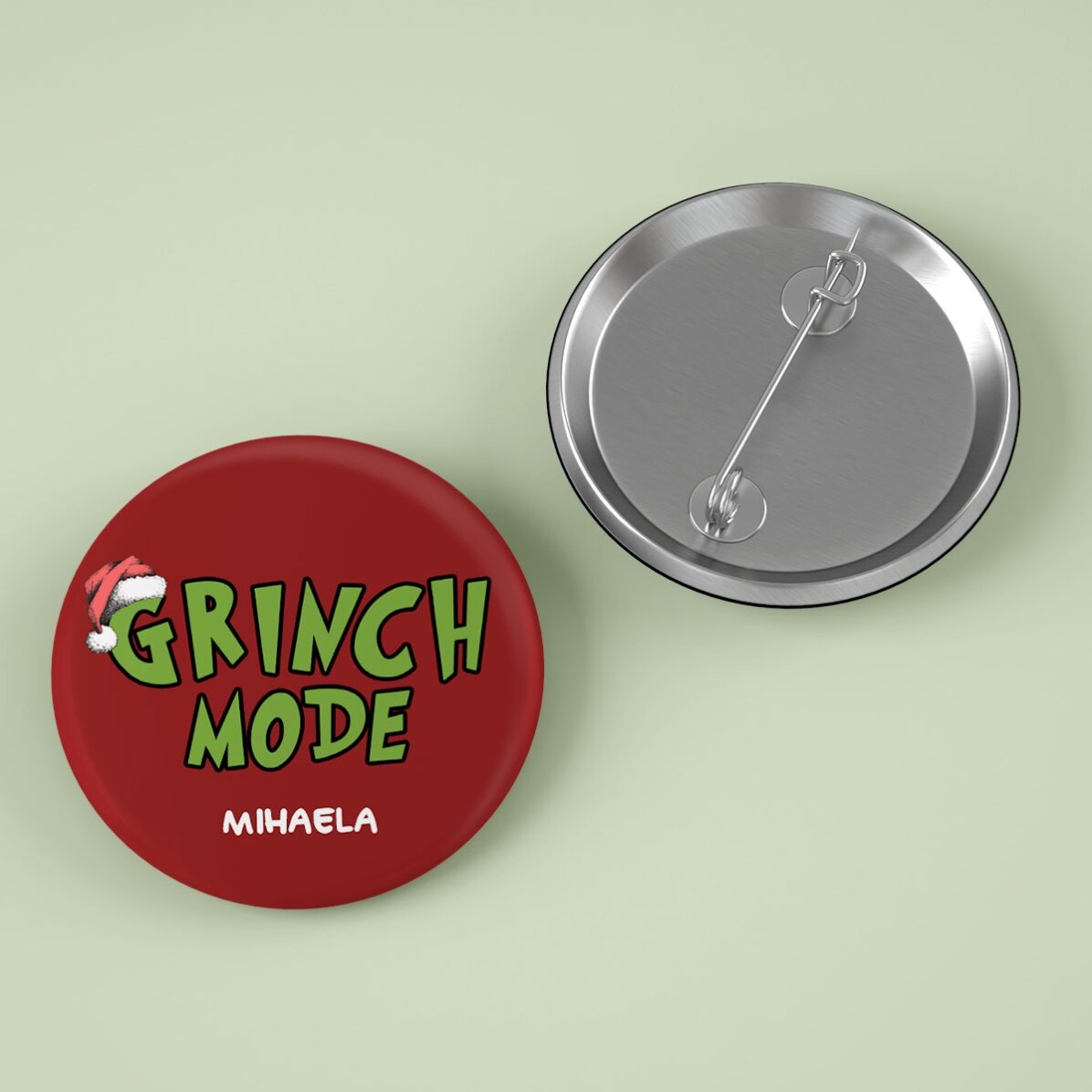 Distintivo personalizzato con testo - Grinch Mode