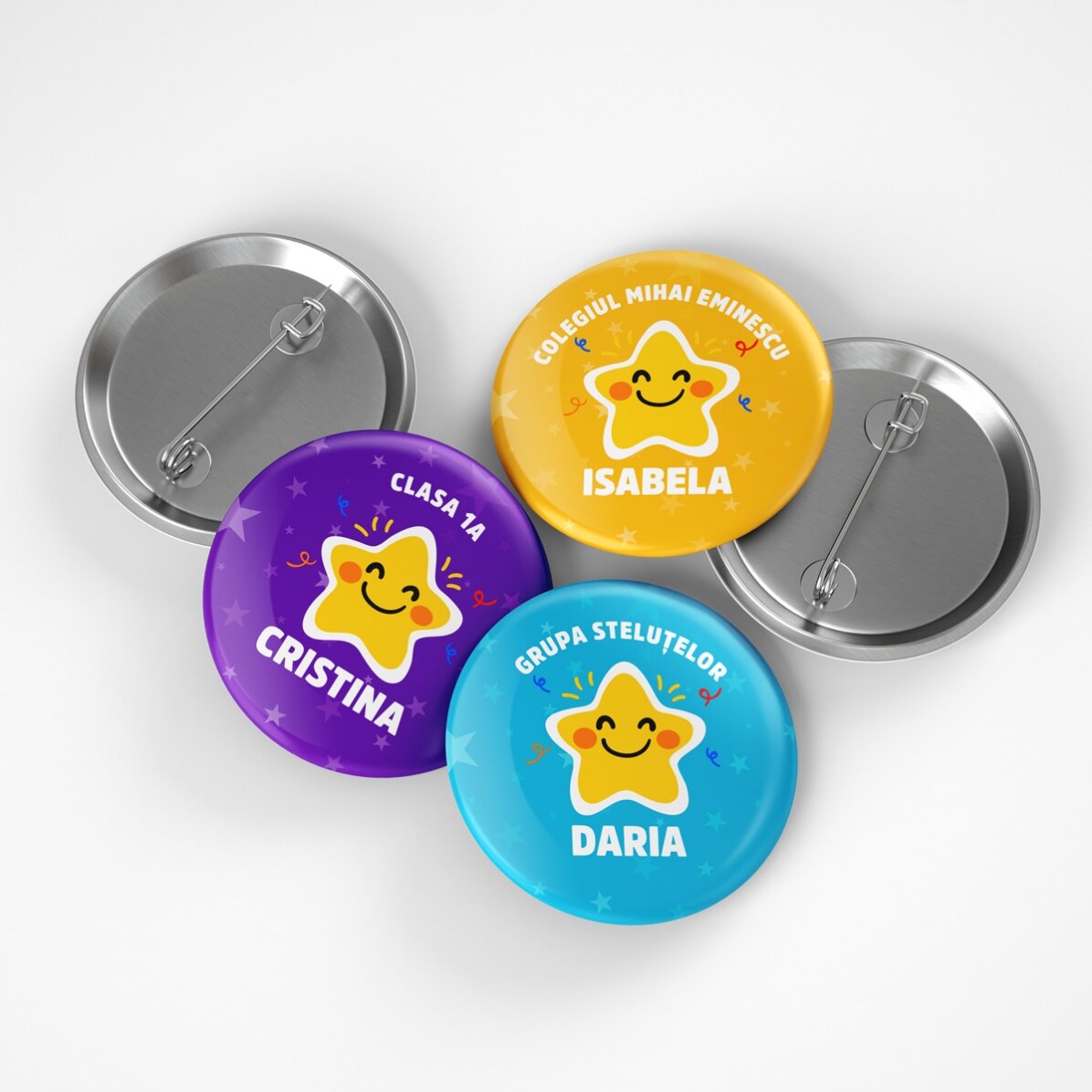 Spilla personalizzata con scritta - Il gruppo delle stelline