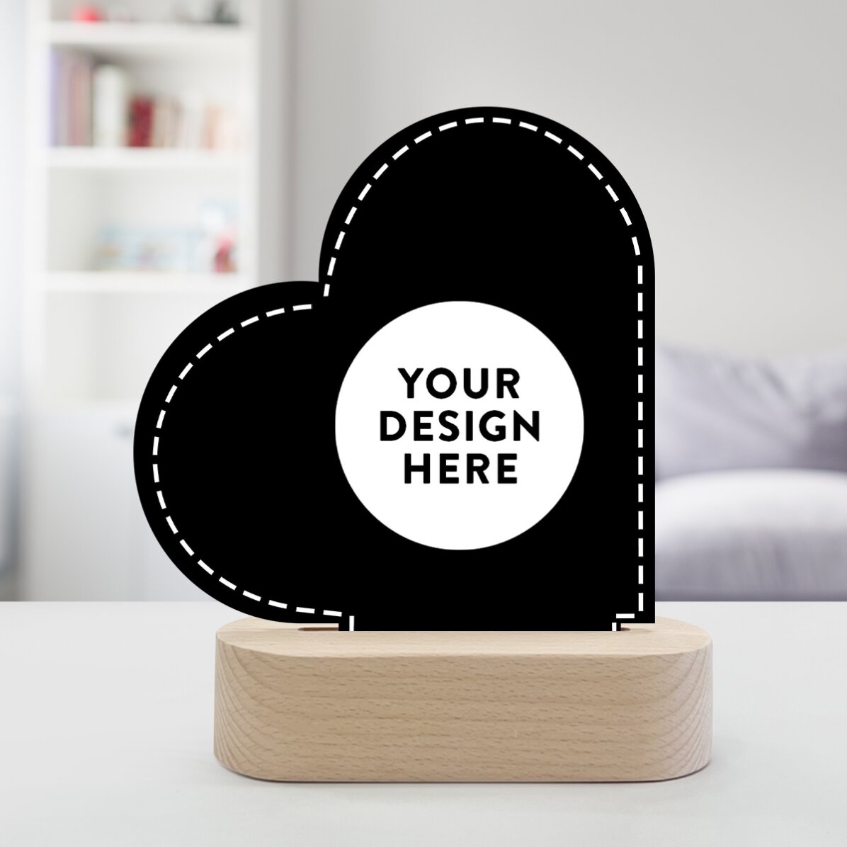Lampada da comodino a LED a forma di cuore personalizzata con la tua grafica
