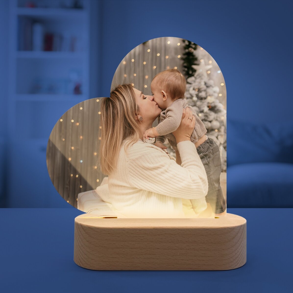 Lampada da comodino a LED a forma di cuore personalizzata con una foto