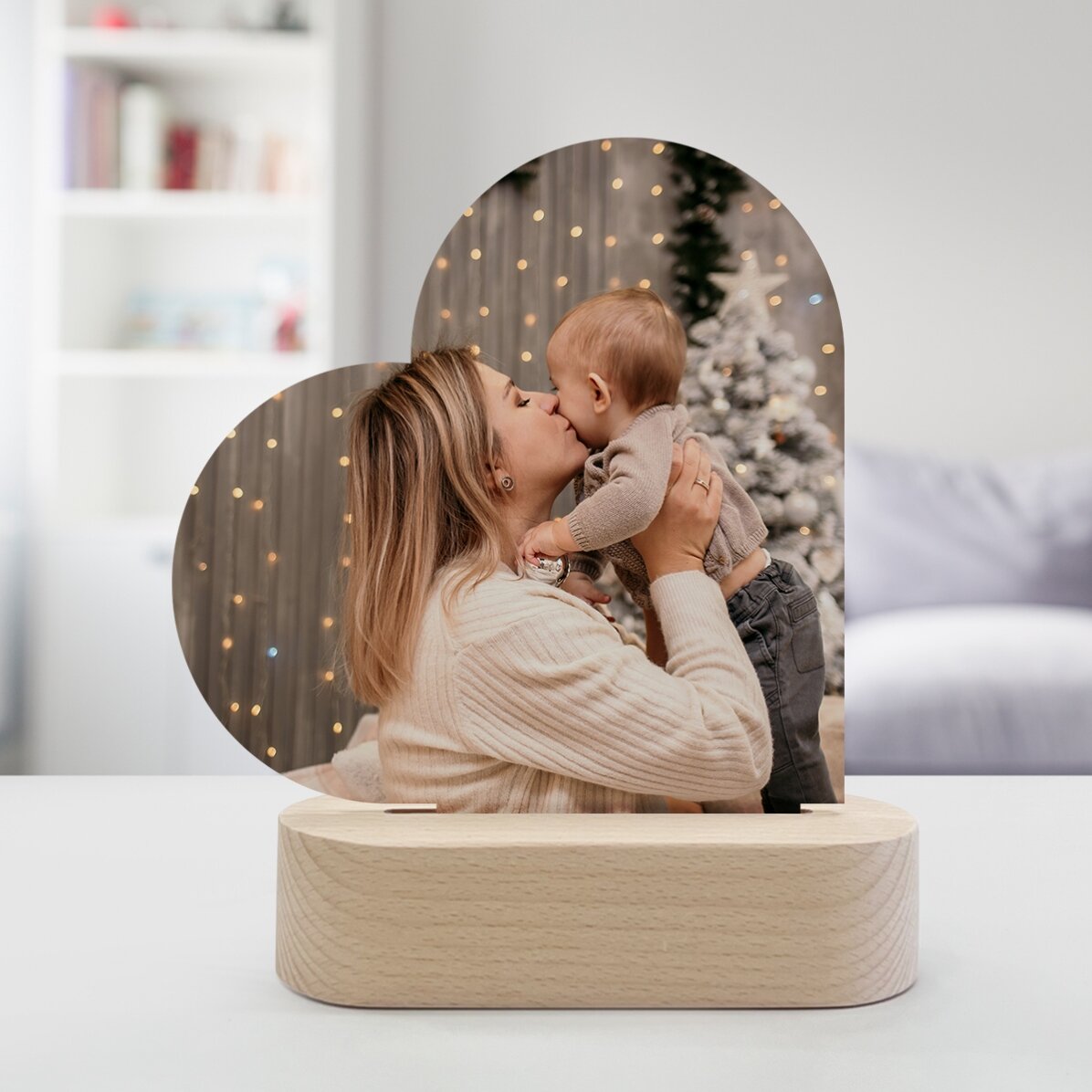 Lampada da comodino a LED a forma di cuore personalizzata con una foto