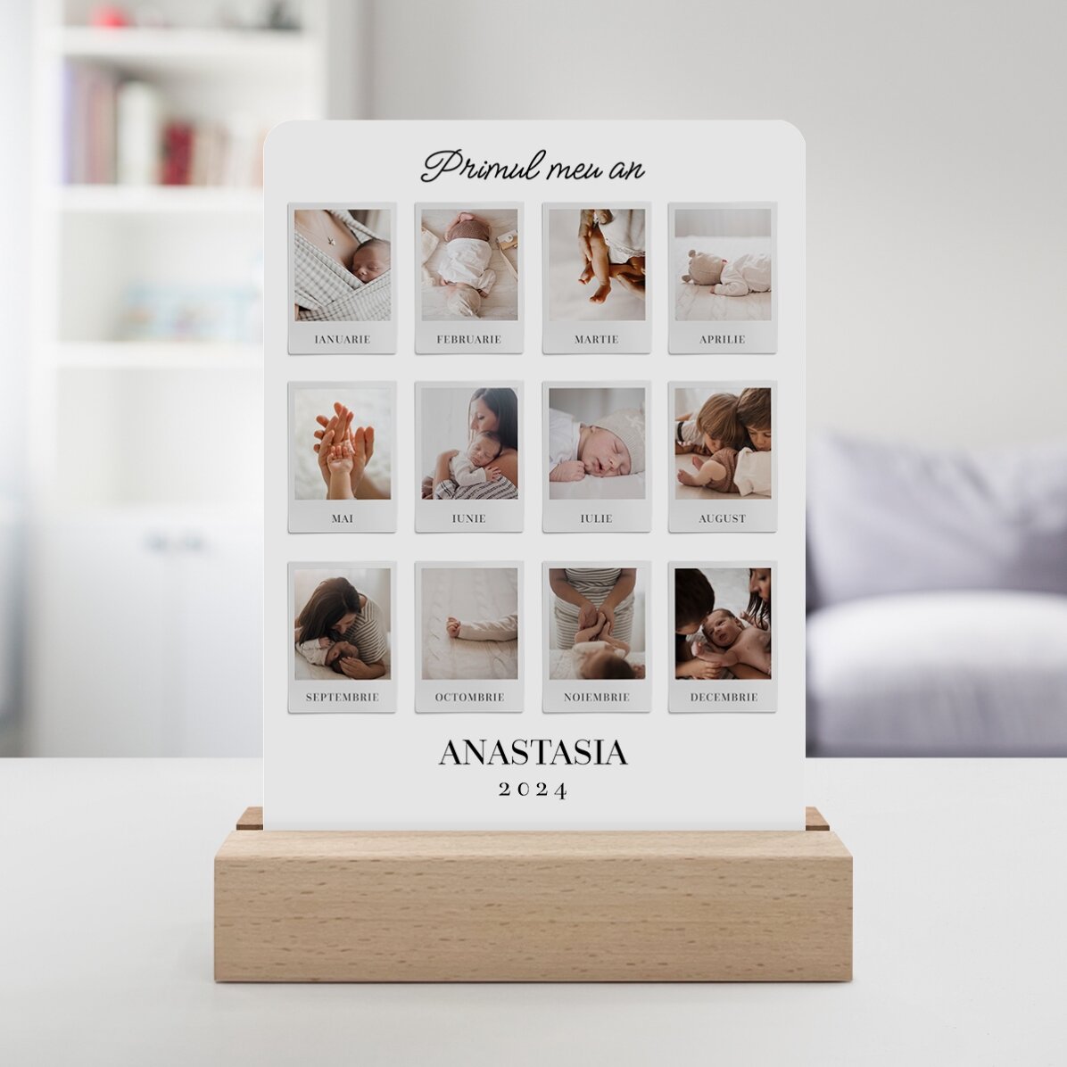 Lampada da comodino a LED personalizzata con 12 foto - My First Year