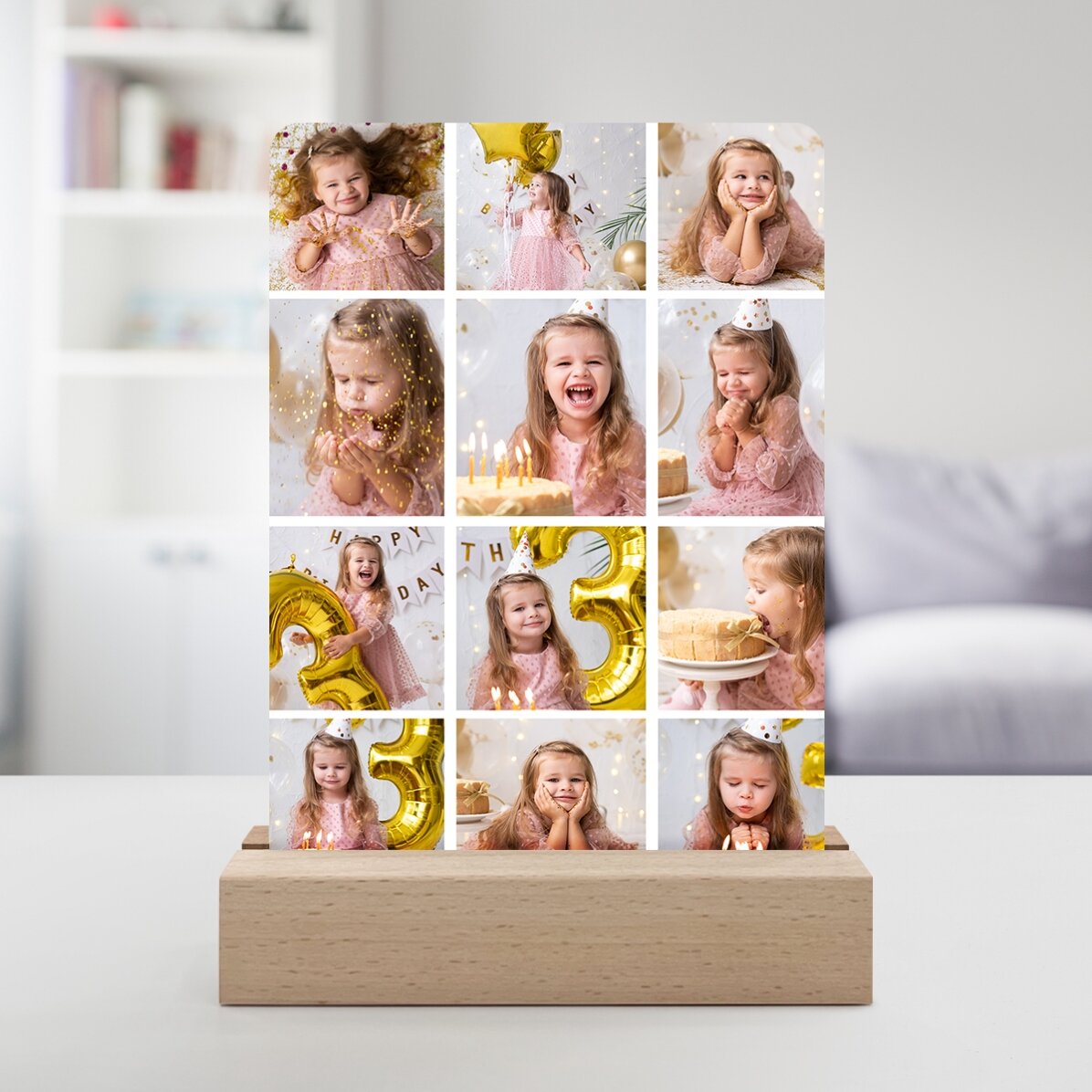 Lampada da comodino a LED personalizzata con 12 foto